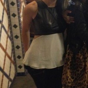 PJK leather and silk top